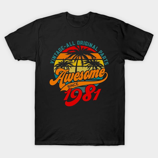 Awesome Since 1981 Vintage Birthday T-Shirt by DAN LE